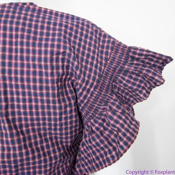 NEW Madewell Flutter-Sleeve Side-Tie‎ Wrap Top in Plaid, S - Picture 13 of 14